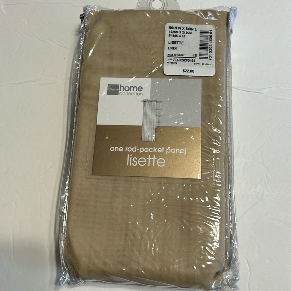 JCPenney Home Collection Lisette One Rod Pocket Panel Curtain Tan Nude 60 X 84